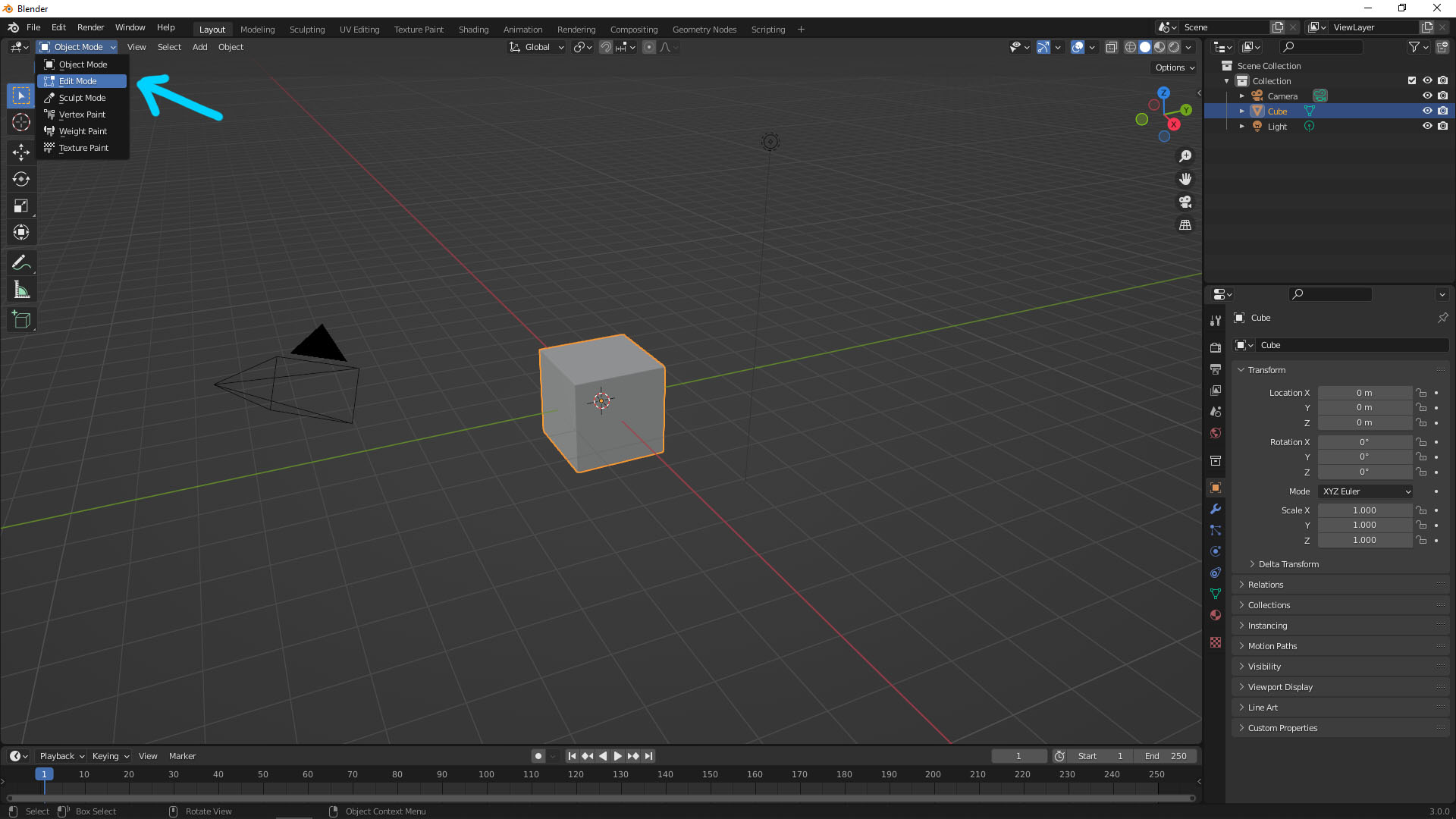 Blender Edit Mode and Object Mode Switching