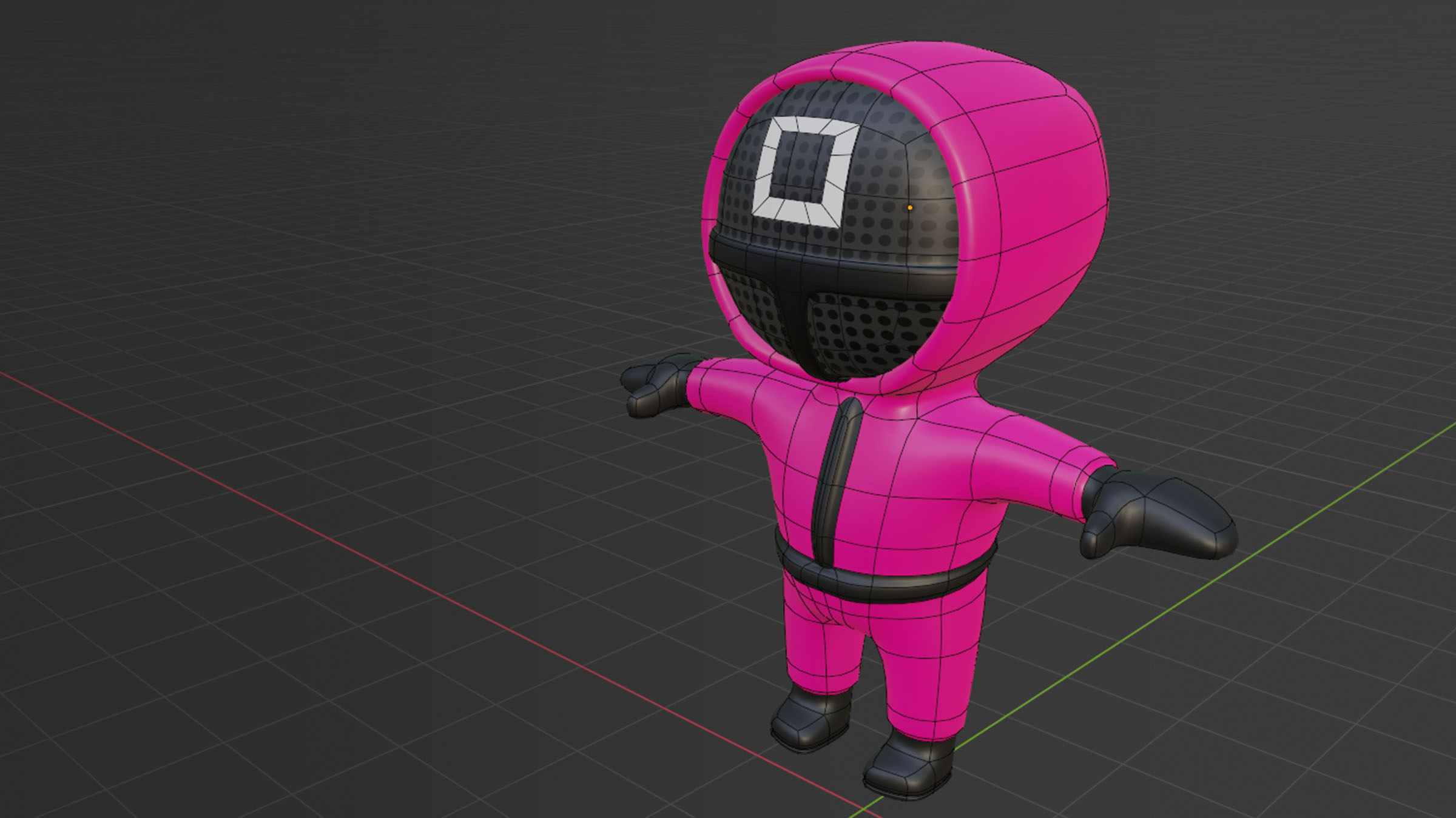 How to make Low Poly 3D Character Modeling in Blender - Squid Game Soldier