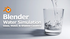 Water simulation with glass and shadow caustics