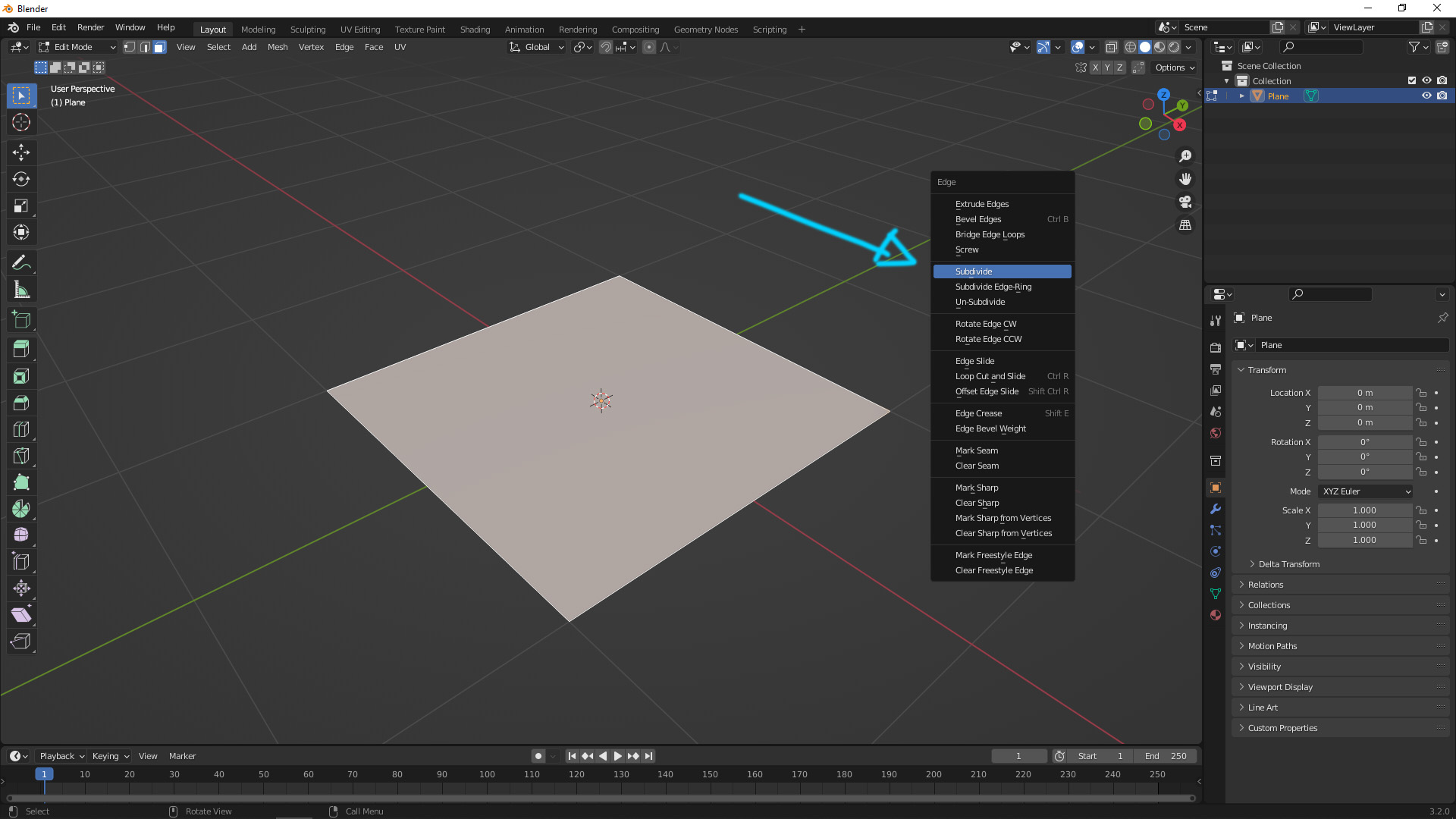 How to Subdivide a Plane, Face, & in Blender -