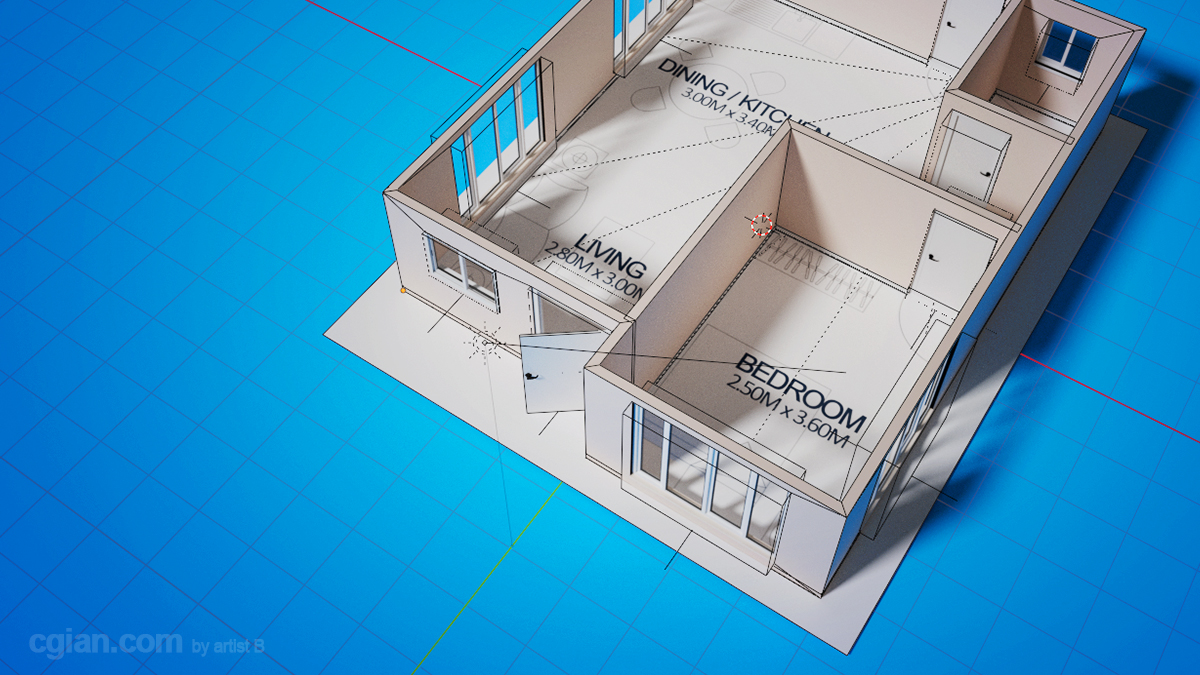 Blender floor plan 3D modeling