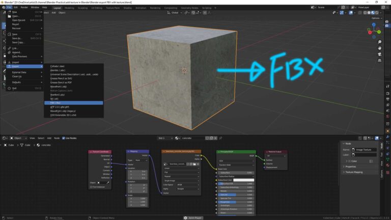 Blender export FBX with texture to FBX