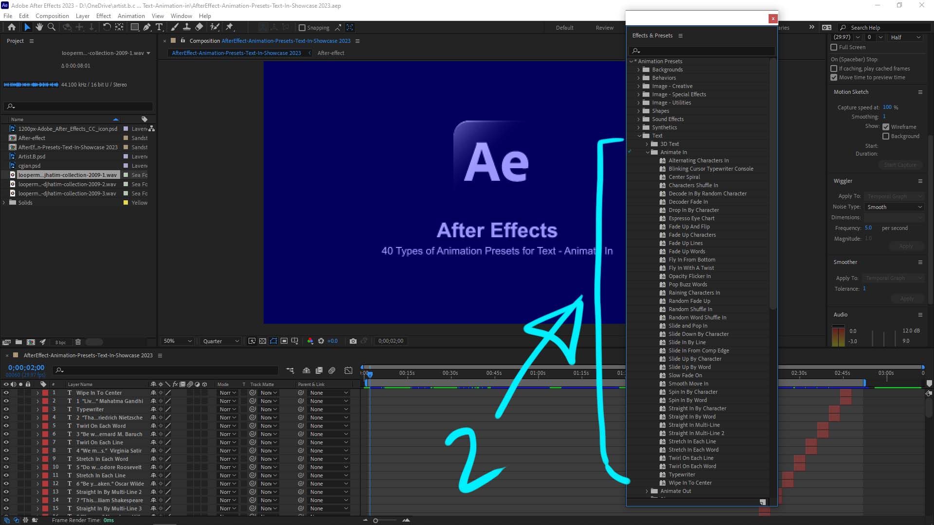 After Effects Text Animation Presets Preview , Animate In 