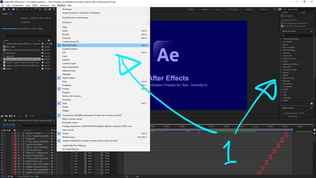After Effects animation presets location