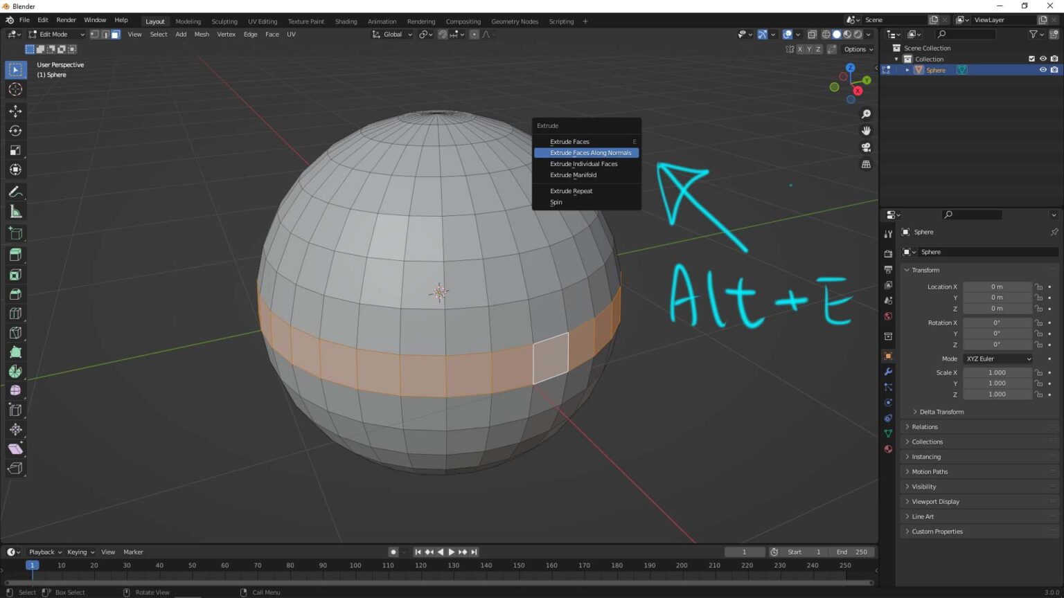 How To Extrude Along Normals In Blender