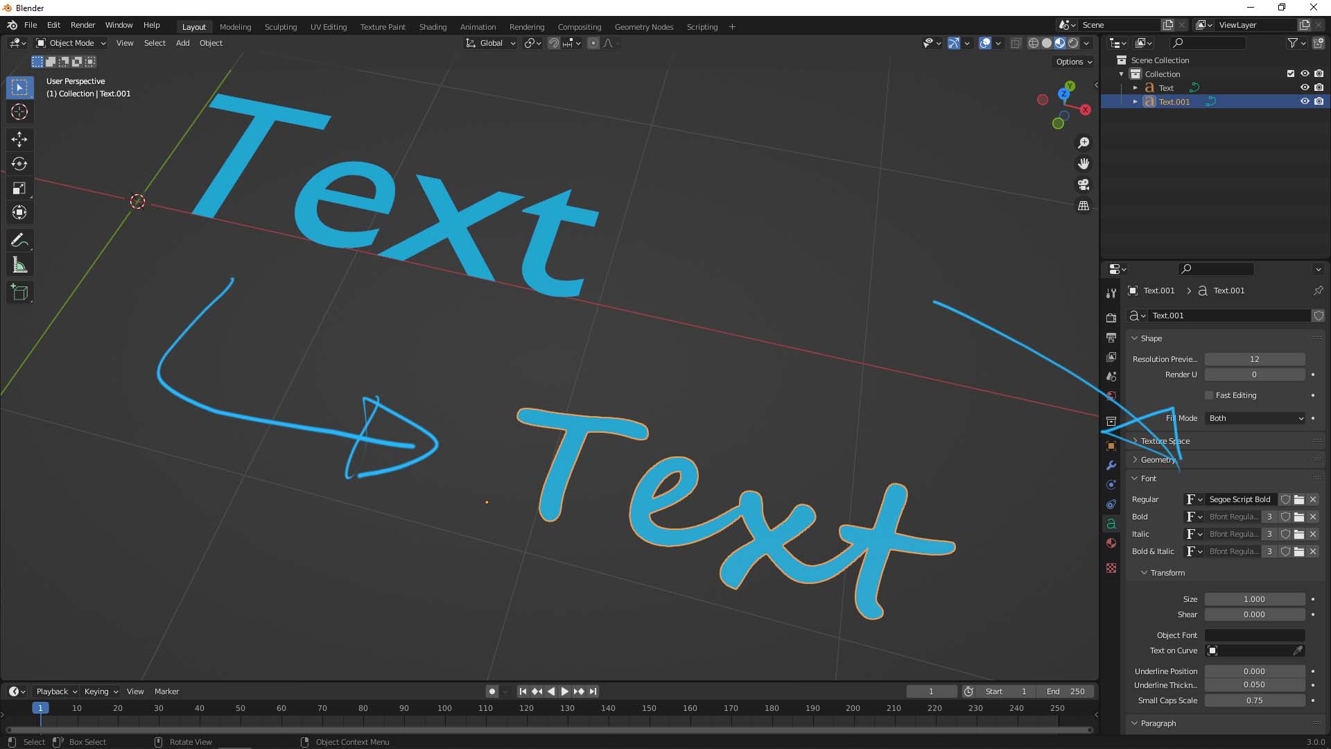 How To Change Text Font In Blender