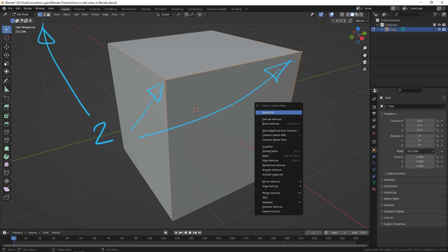 Blender Add Vertex