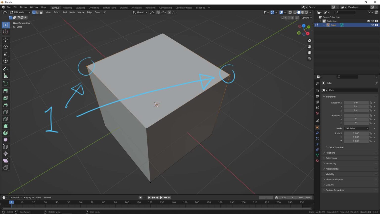 How to connect vertices with edge in Blender