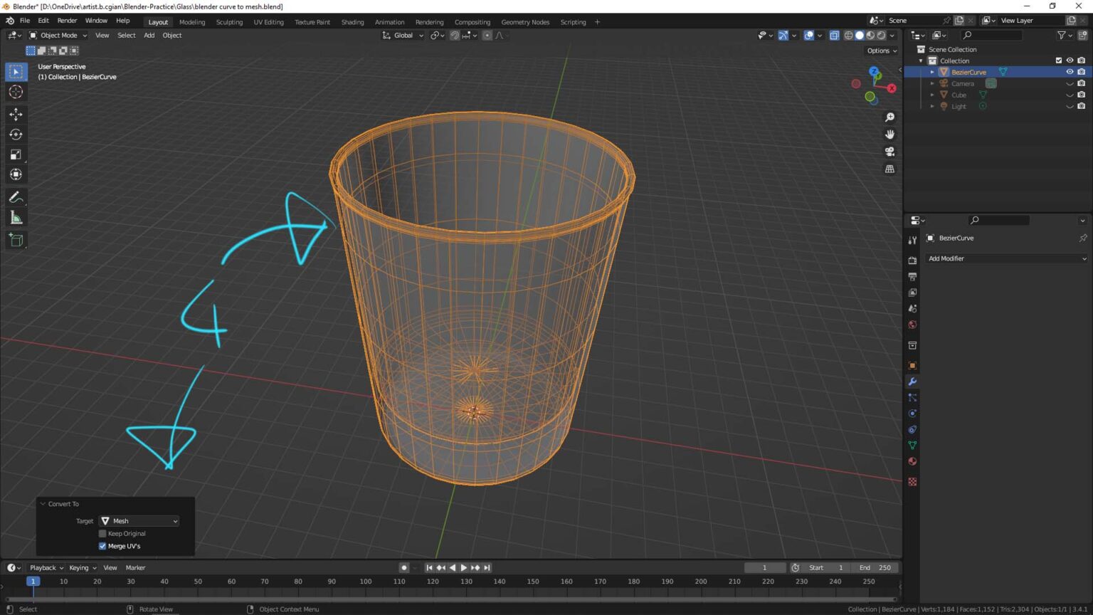 How To Convert Bezier Curve To Mesh In Blender Cgian Com