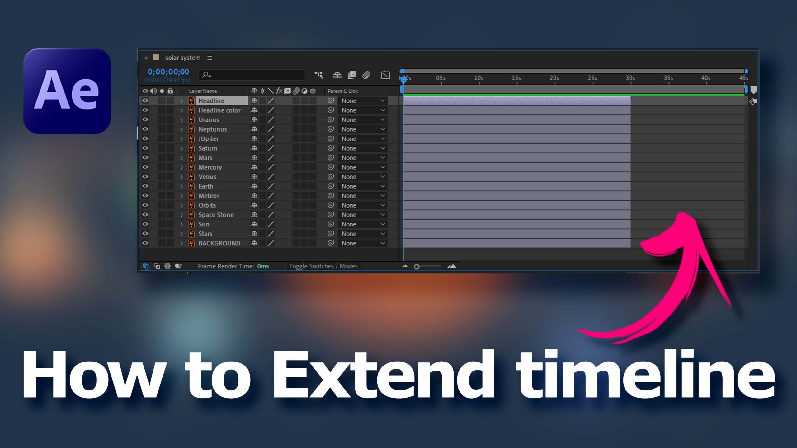 How to lengthen timeline in After Effects