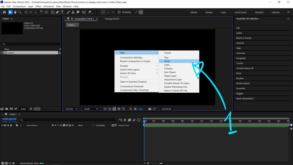 How to change solid background color in After Effects 01