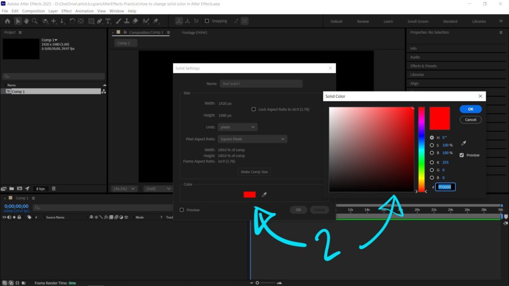 How to change solid background color in After Effects 02