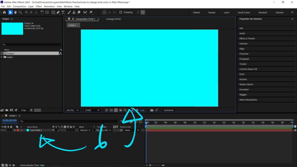 How to change solid background color in After Effects 06