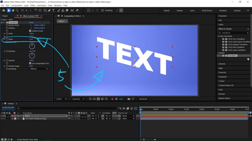 How to skew in After Effects 05