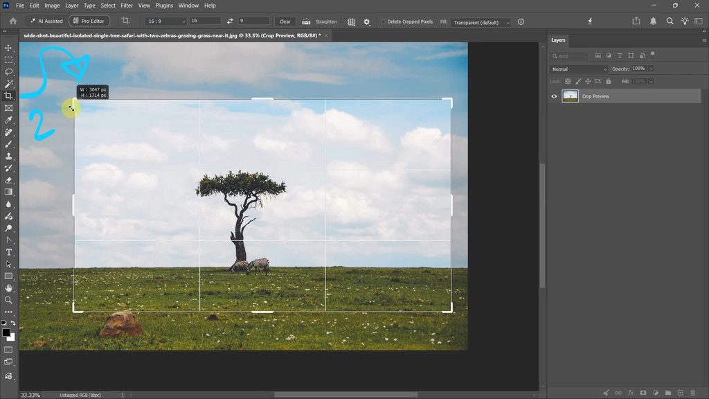 How to crop image in Photoshop 